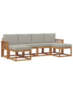 Set di divani da esterno 6 pcs Grigio Naturale e Chiaro 2