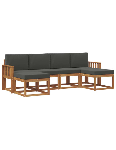 Set di divani da esterno con cuscino 6 pcs Naturale e Antracite