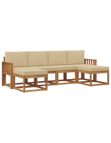 Set di divani da esterno con cuscino 6 pcs Naturale e Beige