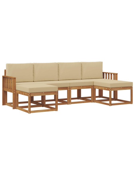 Set di divani da esterno con cuscino 6 pcs Naturale e Beige