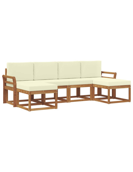 Set di divani da esterno con cuscino 6 pcs Naturale e Crema