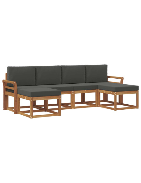 Set di divani da esterno con cuscino 6 pcs Naturale e Antracite