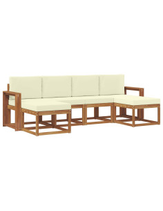 Set di divani da esterno con cuscino 6 pcs Naturale e Crema 2