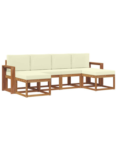 Set di divani da esterno con cuscino 6 pcs Naturale e Crema