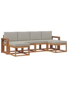 Set di divani da esterno 6 pcs Grigio Naturale e Chiaro 2