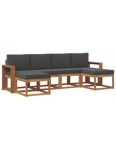 Set di divani da esterno con cuscino 6 pcs Naturale e Antracite