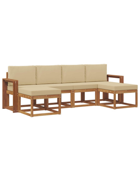 Set di divani da esterno con cuscino 6 pcs Naturale e Beige