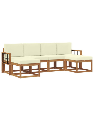 Set di divani da esterno con cuscino 6 pcs Naturale e Crema