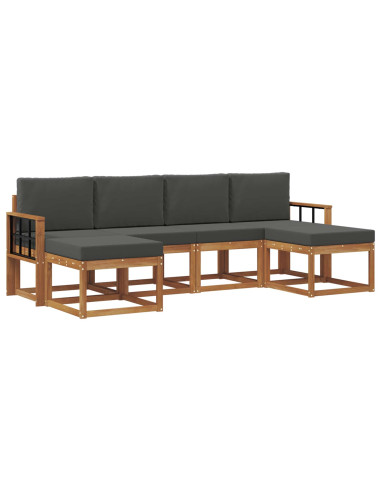 Set di divani da esterno con cuscino 6 pcs Naturale e Antracite