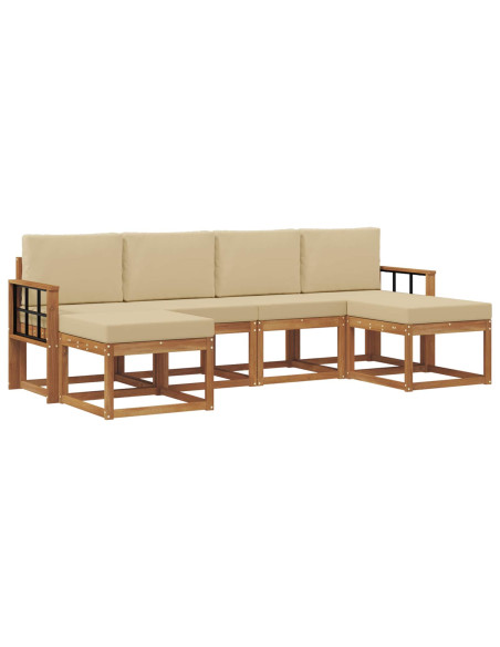 Set di divani da esterno con cuscino 6 pcs Naturale e Beige