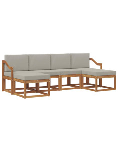 Set di divani da esterno 6 pcs Grigio Naturale e Chiaro 2