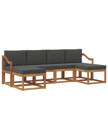 Set di divani da esterno con cuscino 6 pcs Naturale e Antracite