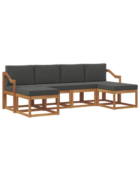 Set di divani da esterno con cuscino 6 pcs Naturale e Antracite