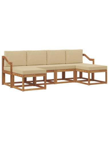 Set di divani da esterno con cuscino 6 pcs Naturale e Beige