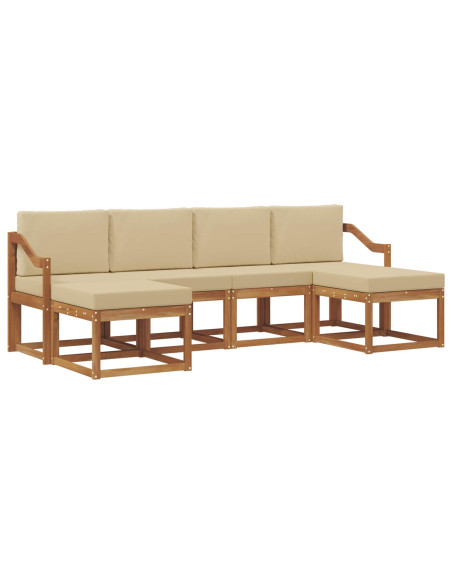Set di divani da esterno con cuscino 6 pcs Naturale e Beige