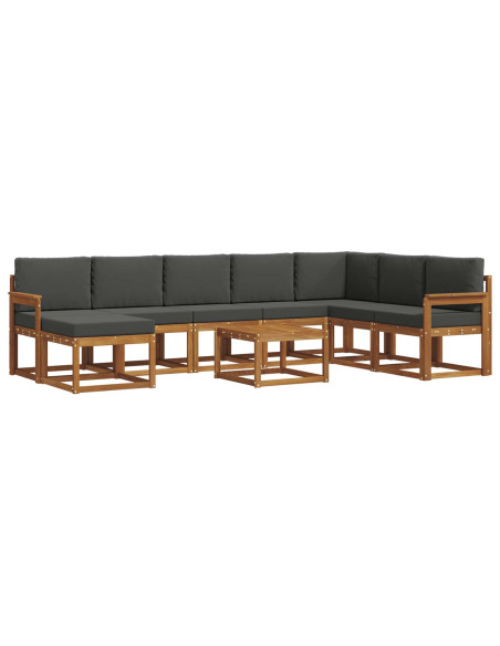 Set di divani da esterno con cuscino 9 pcs Naturale e Antracite