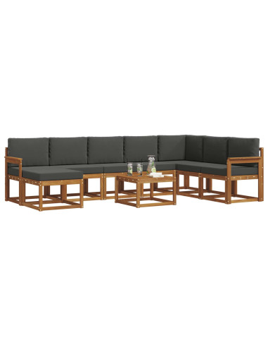 Set di divani da esterno con cuscino 9 pcs Naturale e Antracite
