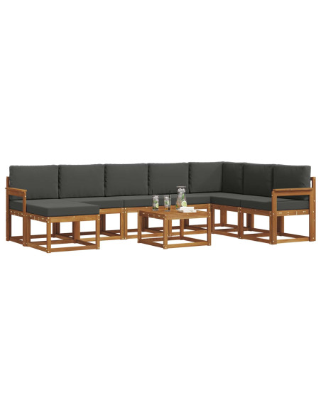 Set di divani da esterno con cuscino 9 pcs Naturale e Antracite