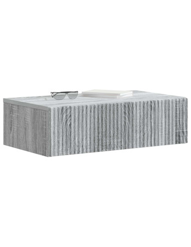 Tavolino da Parete Laterale Grigio Sonoma 59 x 34,5 x 17 cm