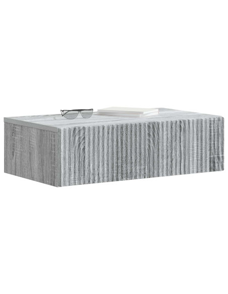 Tavolino da Parete Laterale Grigio Sonoma 59 x 34,5 x 17 cm