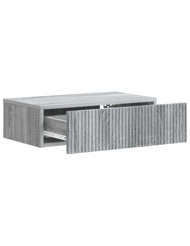 Tavolino da Parete Laterale Grigio Sonoma 59 x 34,5 x 17 cm