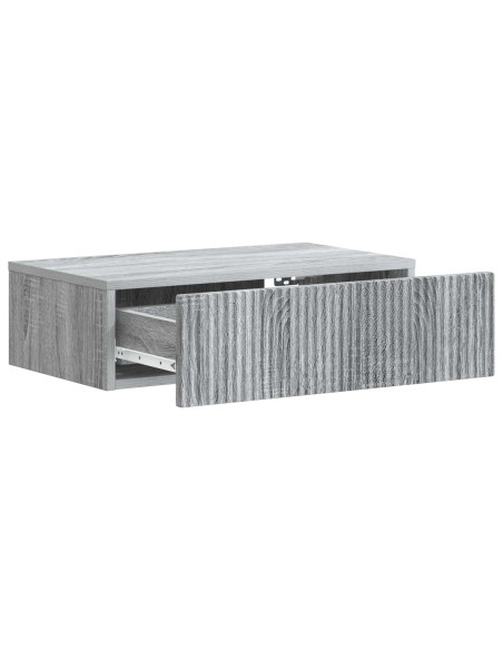 Tavolino da Parete Laterale Grigio Sonoma 59 x 34,5 x 17 cm