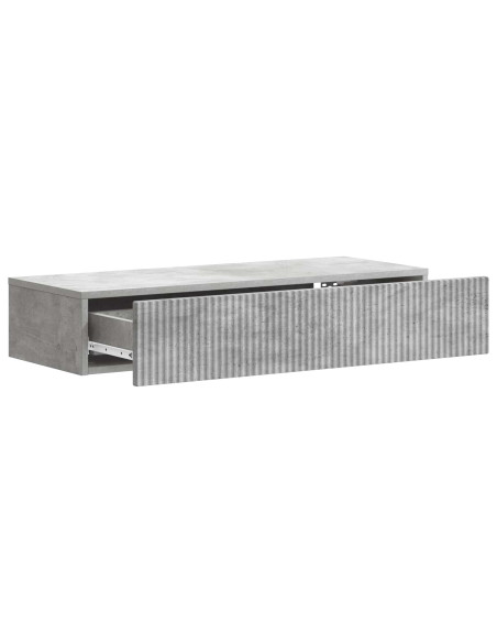 Tavolino da Parete Laterale Grigio Cemento 87,5 x 34,5 x 17 cm