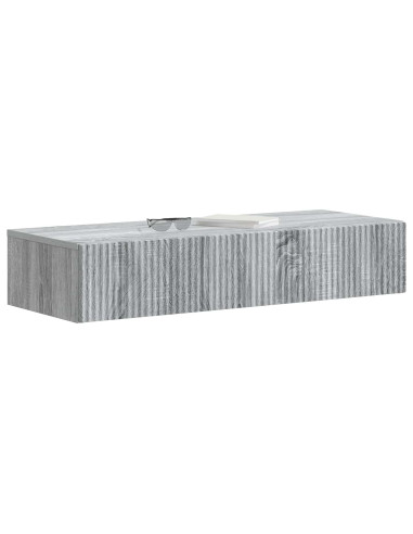 Tavolino da Parete Laterale Grigio Sonoma 87,5 x 34,5 x 17 cm