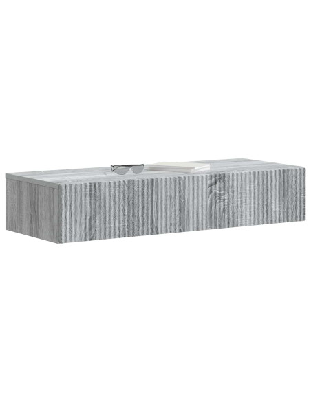 Tavolino da Parete Laterale Grigio Sonoma 87,5 x 34,5 x 17 cm