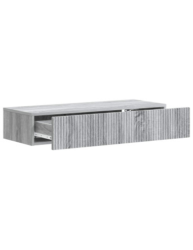 Tavolino da Parete Laterale Grigio Sonoma 87,5 x 34,5 x 17 cm
