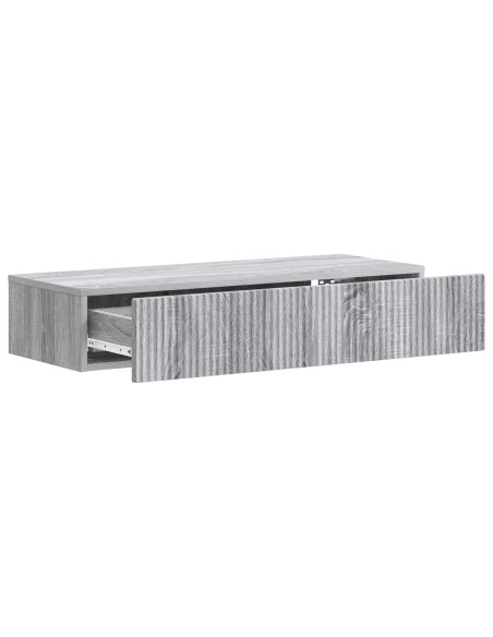 Tavolino da Parete Laterale Grigio Sonoma 87,5 x 34,5 x 17 cm