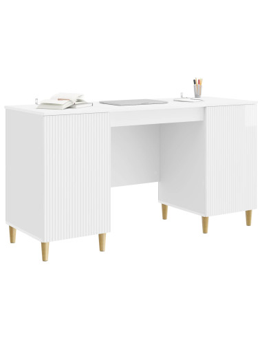 Scrivania Bianco Lucido 142,5 x 50 x 75 cm Legno ingegnerizzato