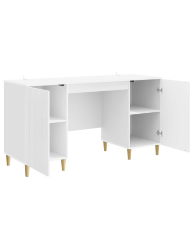 Scrivania Bianco Lucido 142,5 x 50 x 75 cm Legno ingegnerizzato