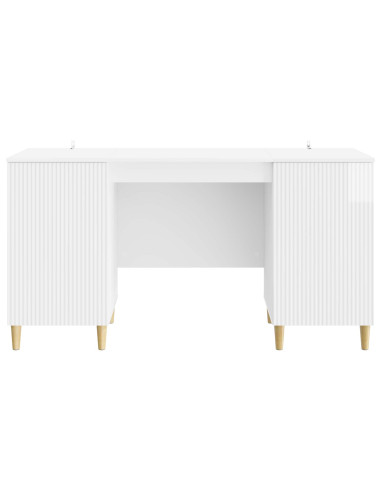 Scrivania Bianco Lucido 142,5 x 50 x 75 cm Legno ingegnerizzato