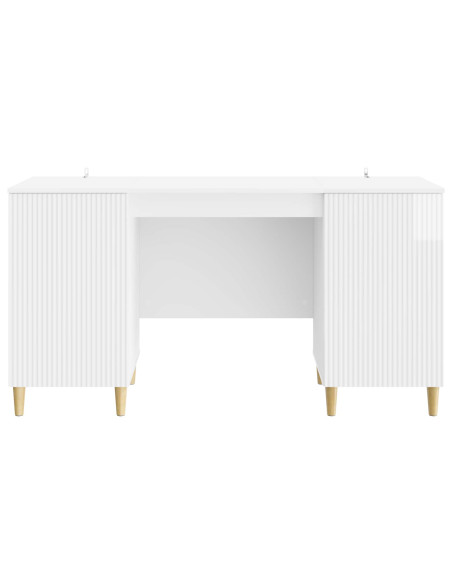 Scrivania Bianco Lucido 142,5 x 50 x 75 cm Legno ingegnerizzato