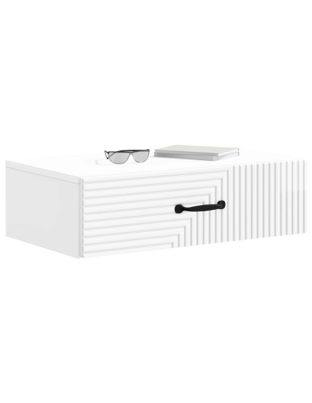 Tavolino da Parete Laterale Bianco Lucido 59 x 34,5 x 17 cm