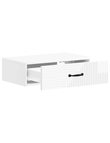Tavolino da Parete Laterale Bianco Lucido 59 x 34,5 x 17 cm