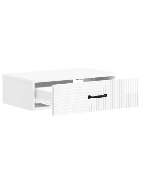 Tavolino da Parete Laterale Bianco Lucido 59 x 34,5 x 17 cm