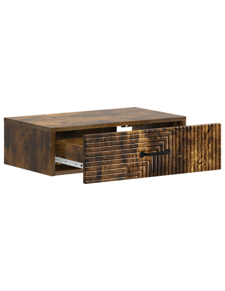 Tavolino da Parete Laterale Rovere Fumo 59 x 34,5 x 17 cm