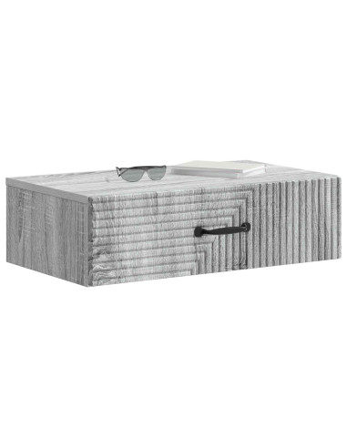 Tavolino da Parete Laterale Grigio Sonoma 59 x 34,5 x 17 cm