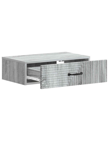 Tavolino da Parete Laterale Grigio Sonoma 59 x 34,5 x 17 cm