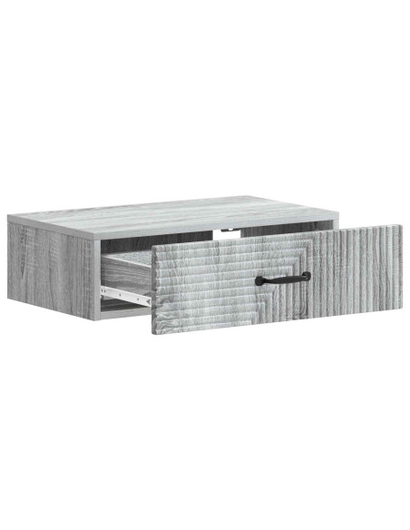 Tavolino da Parete Laterale Grigio Sonoma 59 x 34,5 x 17 cm