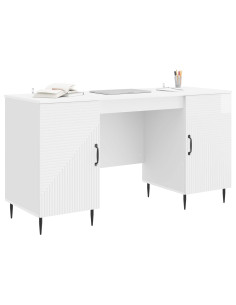 Scrivania Bianco Lucido 142,5 x 50 x 75 cm Legno ingegnerizzato 2