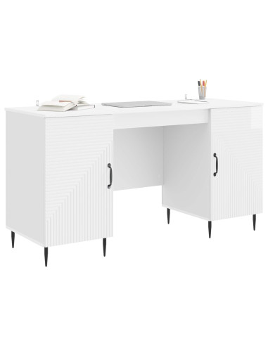 Scrivania Bianco Lucido 142,5 x 50 x 75 cm Legno ingegnerizzato