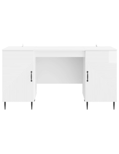 Scrivania Bianco Lucido 142,5 x 50 x 75 cm Legno ingegnerizzato