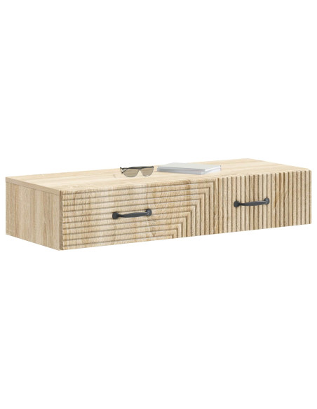 Tavolino da Parete Laterale Rovere Sonoma 87,5 x 34,5 x 17 cm