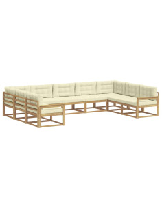 Set di divani da esterno con cuscino 9 pcs Bianco e Crema 2