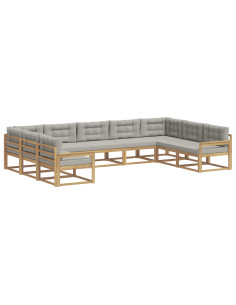 Set di divani da esterno 9 pcs Bianco e Grigio Chiaro 2