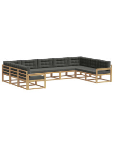 Set di divani da esterno con cuscino 9 pcs Bianco e Antracite 2