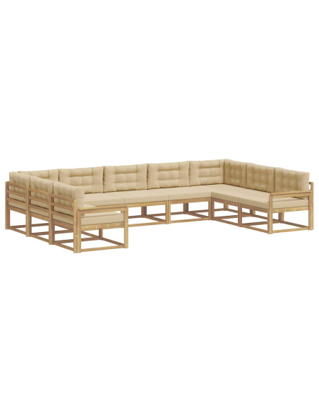 Set di divani da esterno con cuscino 9 pcs Bianco e Beige